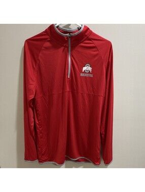 Colosseum Ohio State Buckeyes Men’s 1/4 Zip Jacket Red Gray Size L